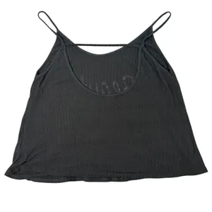 Papaya Tank Top Womens Medium Black #Beautiful Graphic Ribbed Open Back Cami thumbnail 10