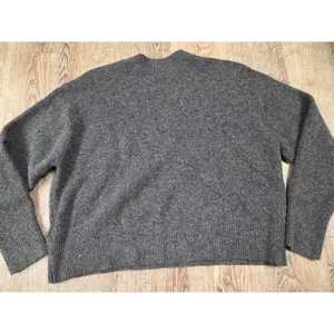 Zara Dark Gray Wool Blend Ribbed Crewneck Knit Sweater Size Small Crop thumbnail 4