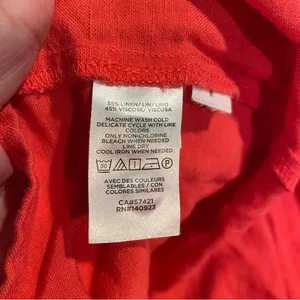 Loft Linen Blend Flounce Dress Women M Square Neck Above knee Coral Boho Fairy thumbnail 6