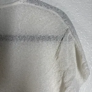 Free People S Deep, V-neck cap sleeve beach cover-up Sheer Knit Tunic Top white thumbnail 3