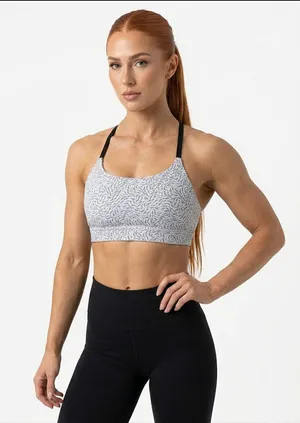 ALLFENIX Snake Print Sports Bra Adjustable Straps Black Gray White XS thumbnail 1