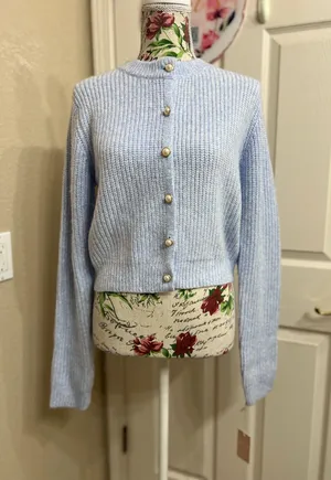 Jessica Simpson light blue cardigan sweater thumbnail 1