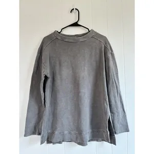 Pilcro Anthropologie Washed Grey Cotton Crew Neck Long‎ Sleeve Sweatshirt M thumbnail 5
