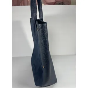 ULTA Beauty Navy Blue Faux Leather & Suede Tote Bag Shoulder Purse Magnetic Snap thumbnail 10