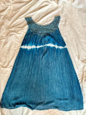 Shoreline Blue Tie-Dye Crochet Trim Sundress Size M thumbnail 4