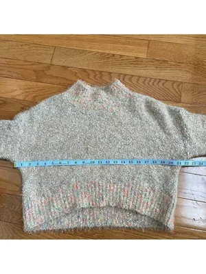 Free People Stardust Pullover Mock Neck cropped fussy soft warm Sz XS oversized thumbnail 9