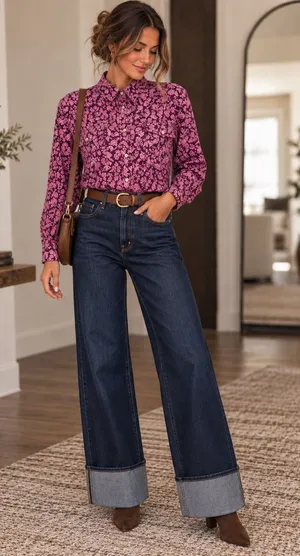 In Good Company Sz L Floral Corduroy Button Down Shirt Cotton NWOT 100% cotton thumbnail 1