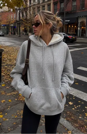 Aeropostale Grey Sherpa-Lined Pullover Hoodie - Women thumbnail 1