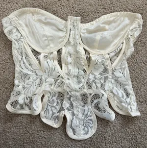 Pretty Little Thing White Lace Corset Top thumbnail 1