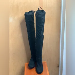 Lulus Black Over-the-Knee Women's Suede Boots. Size-7.5 Glam Bombshell thumbnail 4