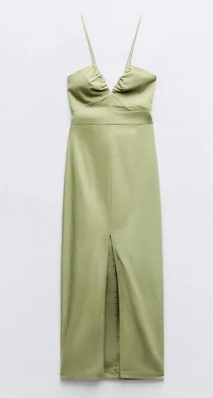Zara Light green linen mini dress thumbnail 1