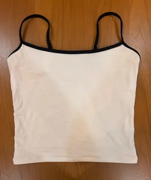 Amazon White Tank Top with Black Piping thumbnail 1