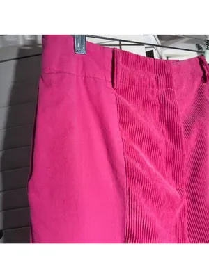 Vintage 90s hot pink pants cotton wide legs high waist 2 pockets sz M thumbnail 3