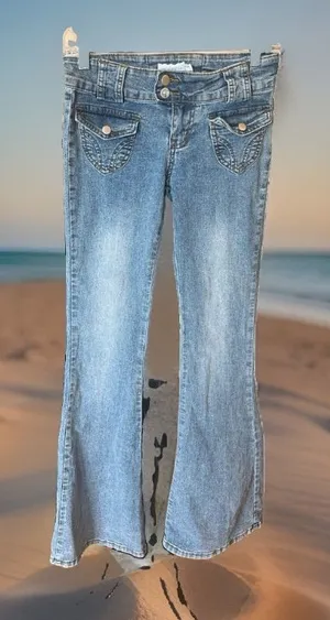 Thats So Fetch Low Rise Boot Cut Flare Jeans Blue Size undefined thumbnail 1