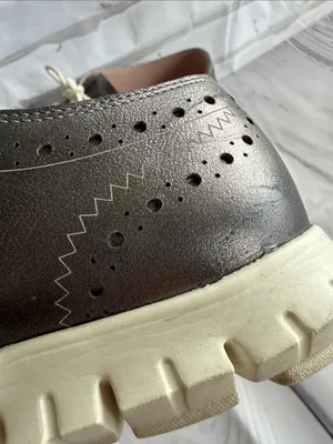 Cole Haan Zero Grand Women's Grey Metallic Wingtip Sneakers with White Soles thumbnail 15