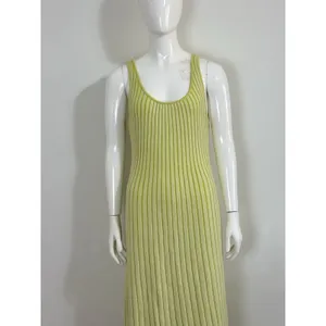 By Together Ribbed Knit Maxi Dress Lime Green Size M Tank Sleeveless Bodycon thumbnail 5