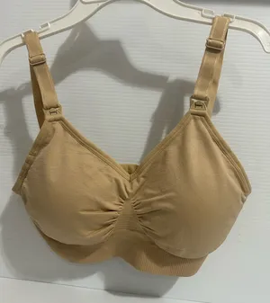 Beige Wireless Nursing Bra Adjustable Maternity Breastfeeding Bra Tan Size M thumbnail 1