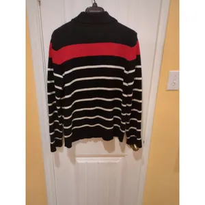 Ralph Lauren LRL Shawl Collar Sweater L Nautical Cotton Black Red Gold Buttons thumbnail 11