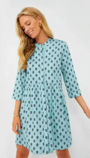 Tuckernuck Slate Blue Half Drop Royal Shirt Dress Size Large thumbnail 1