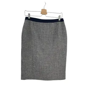 Boden British Tweed Pencil Skirt‎ Houndstooth Plaid Navy Blue Size US 6R thumbnail 3