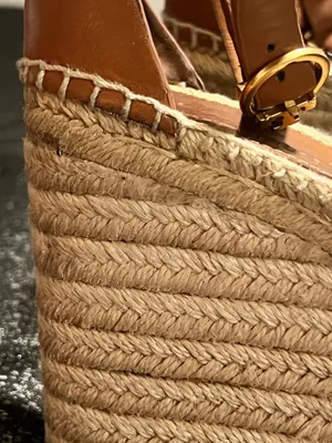 Womens 8M Tory Burch Selby wedge espadrille sandal brown/jute-wrapped platform thumbnail 10