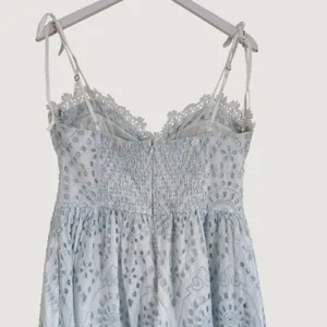 Avec Les Filles Eyelet Lace Midi Dress Size 12 Light Blue/White Cotton thumbnail 4