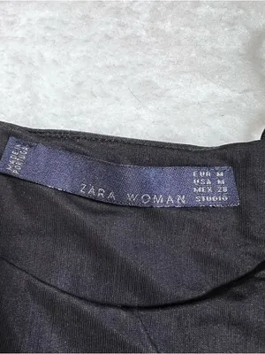 Zara Black Satin Halter Strappy Crop Top Medium thumbnail 6