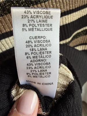 FRAME Metallic Stripe Ribbed Sweater XS Gold Multi Black Wool Blend Crewneck Y2K thumbnail 5