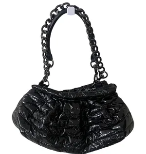 Think Royln‎ Black Patent Puffer Bag Quilted Chain Shoulder Bag New hobo NWT thumbnail 1