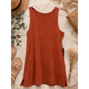 NWT Earthy Rust Orange Boho Fall Cotton Dress Sleeveless Small Knot Sisters thumbnail 10