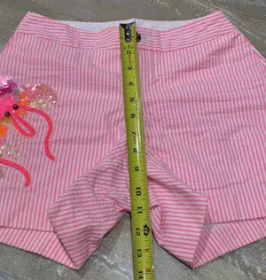 Lilly Pulitzer Pink Striped Shorts with Embellished Design Women’s 6 / Read Description The waist was modified and now is 24 inches. This short is for a girl with small waist (Please See the pics) thumbnail 9