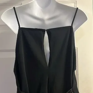 ZARA Black Pull-On Spaghetti Strap Cotton Romper w/ Attached Belt Straps- Large thumbnail 7