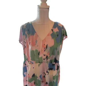 Ava & Viv V-Neck Mini Pink Floral A-Line Dress Size 1X thumbnail 2