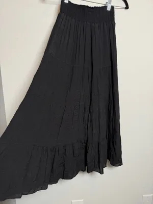 Y2K Black Tiered Peasant Maxi Skirt thumbnail 2