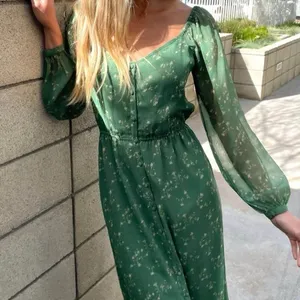 Reformation Oak + Fort Emerald Green Floral Button Front Long Sleeve Maxi Dress NWT M thumbnail 2