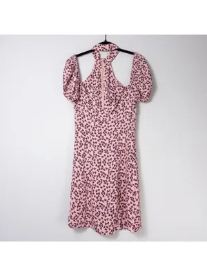 Alexis Loele Off The Shoulder Halter Mini Dress S Pink Clover Choker Draped thumbnail 4