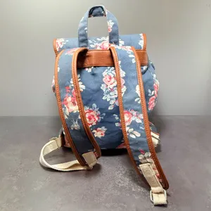 Candie’s Floral Canvas Cargo Pocket Backpack Blue Orange Y2K thumbnail 3