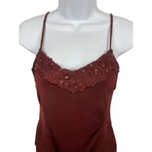 The Limited XS Brown Lace Trim Tank Top Spaghetti Strap Stretch Sequins Y2K 90s thumbnail 2