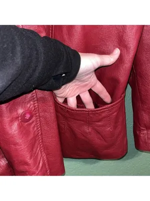 Vintage red leather jacket 80s 90s plus size leather coat button dressy thumbnail 6
