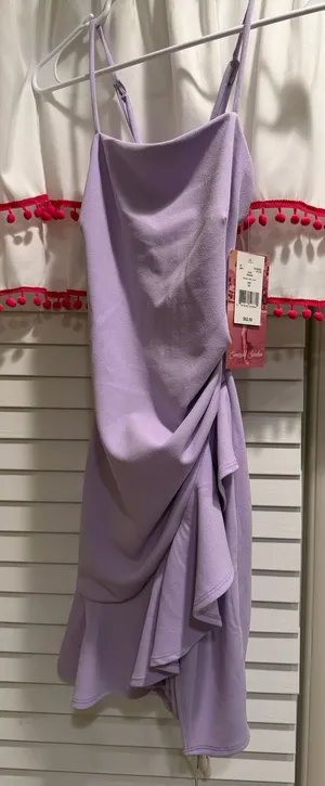 Emerald Sundae Lilac ruffled spaghetti strap teen dress thumbnail 1