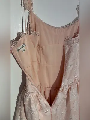 Anthropologie For Love & Lemons Pale Pink Florence Drop Waist Floral Midi Dress thumbnail 9