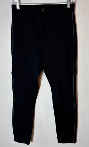Zara Black Pants Rhinestone Trim High Rise Slim‎ Fit Casual Trousers Size Medium thumbnail 1