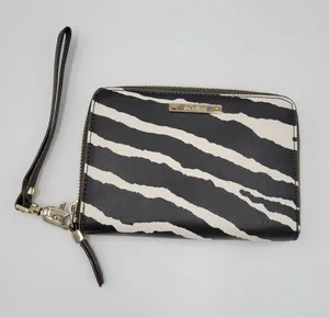 Stella & Dot Women's Wallet OS Black Zebra Print Clutch Wristlet Zip Closure thumbnail 1