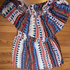 Lulus Bohemian Multicolor Off-Shoulder Dress thumbnail 1