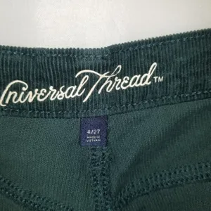 Universal Thread Womens Vintage Straight Green Corduroy Pants 4/27 High Rise thumbnail 3