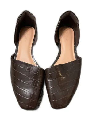 Old Navy Deep Brown Croc-Embossed Square-Toe d'Orsay Flats 8 thumbnail 1