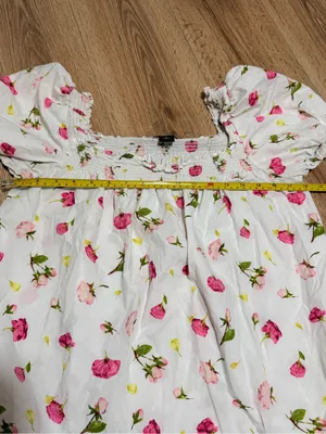 J.Crew Women's Smocked Puff Sleeve Mini Dress M White Pink Rose Floral Cotton thumbnail 7