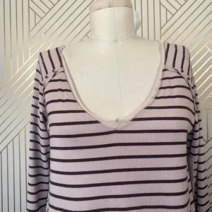Free People We‎ the Free Tangerine Stripe Tee Sand thumbnail 4
