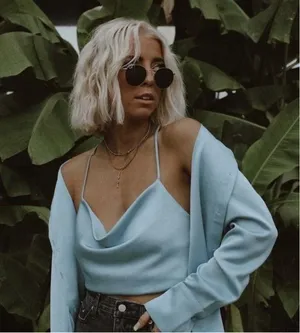 12th Tribe Palm Canyon Blue Satin Top thumbnail 1
