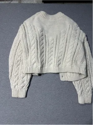 Women's H&M Cable Knit Cropped Cardigan White Size M thumbnail 5